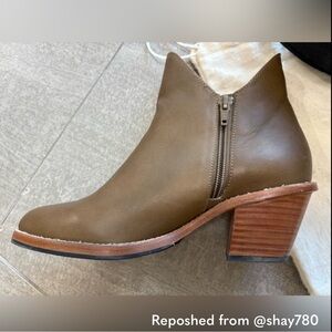 Poppy Barley Olive Brown Leather Ankle Booties